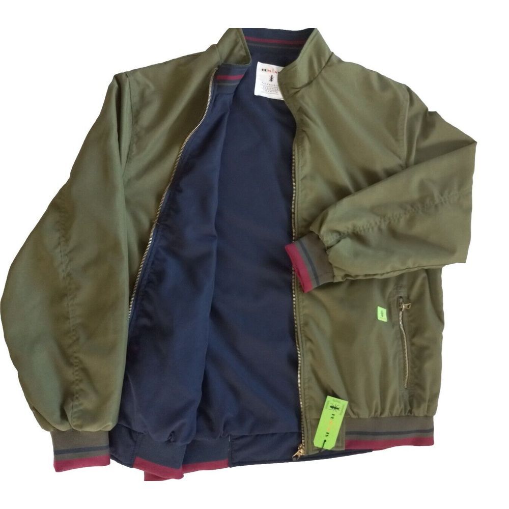 Humants Men 2XL Full Zip Workwear Reversible Boomer Jacket Blue /Olive Green‎